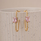 Crystal Loop Geometric Earrings