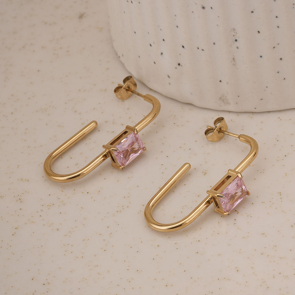Crystal Loop Geometric Earrings