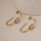 Crystal Loop Geometric Earrings