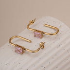 Crystal Loop Geometric Earrings