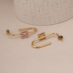 Crystal Loop Geometric Earrings