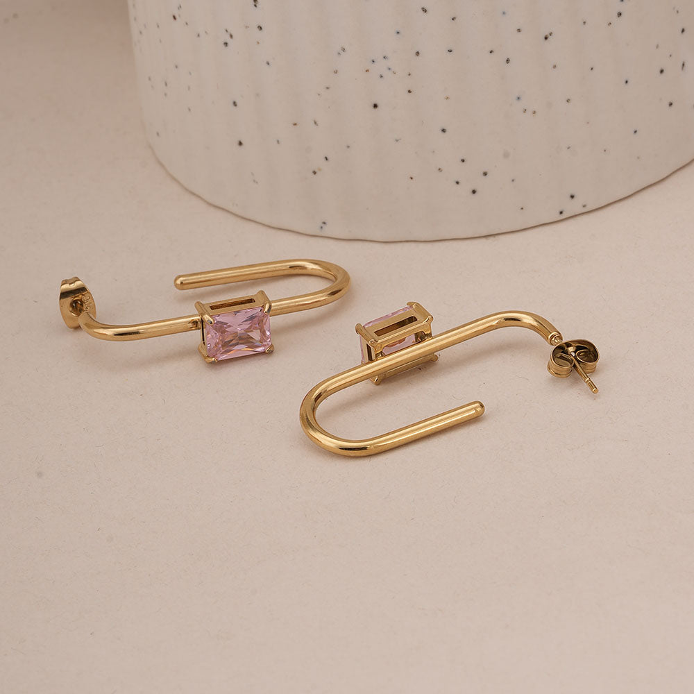 Crystal Loop Geometric Earrings
