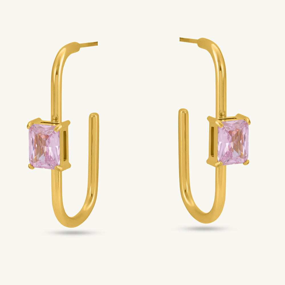 Crystal Loop Geometric Earrings