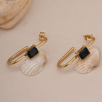 Black Stone Geometric Earrings