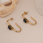 Black Stone Geometric Earrings