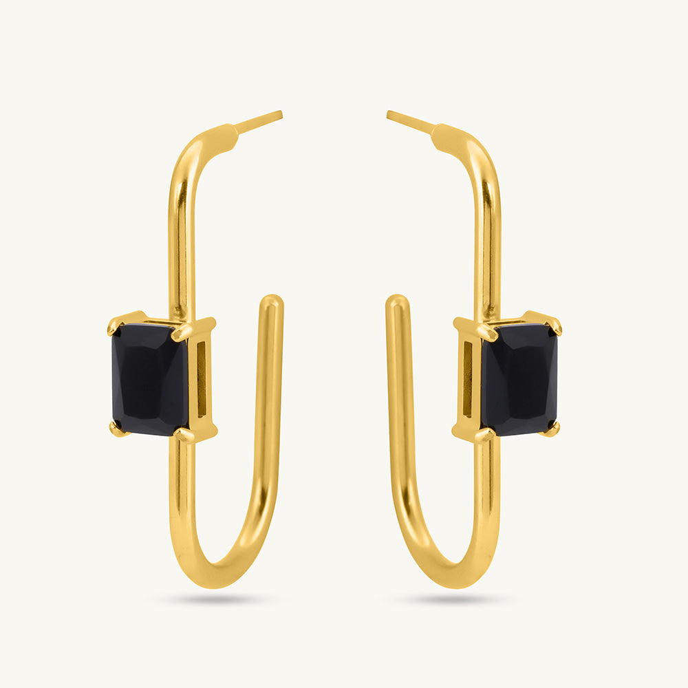 Black Stone Geometric Earrings