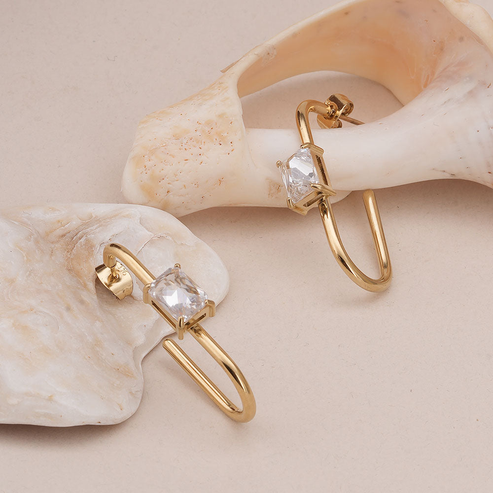 Golden Prism Geometric Earrings