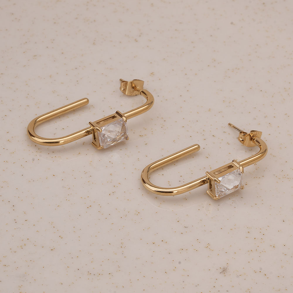 Golden Prism Geometric Earrings