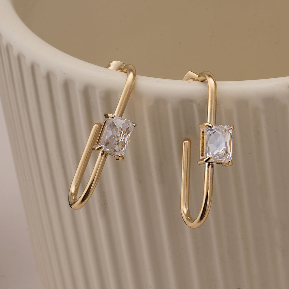 Golden Prism Geometric Earrings