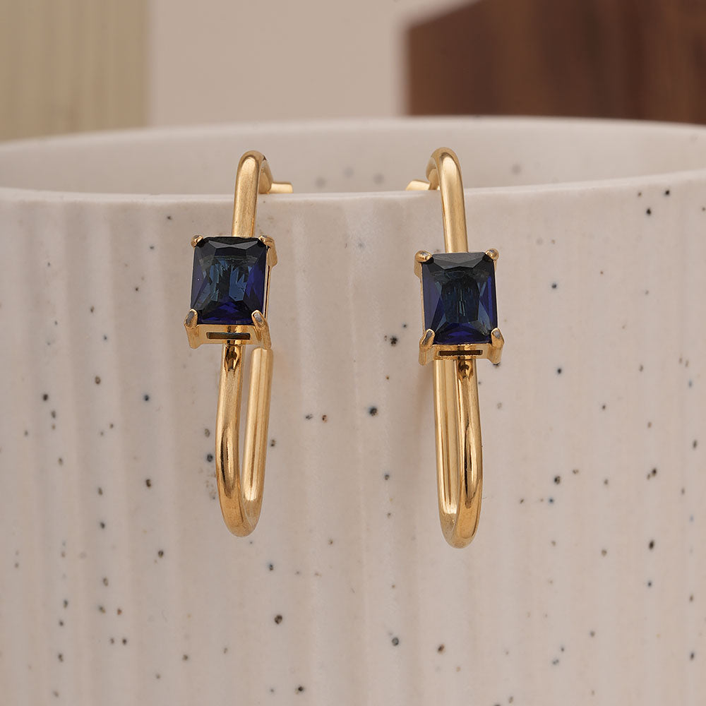 Blue Elegance Geometric Hoops