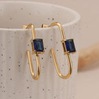 Blue Elegance Geometric Hoops