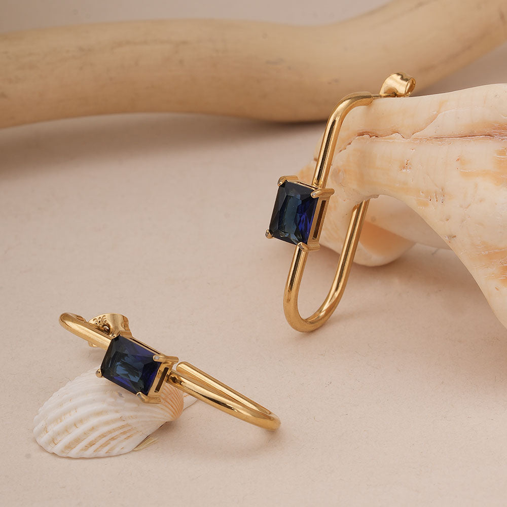 Blue Elegance Geometric Hoops