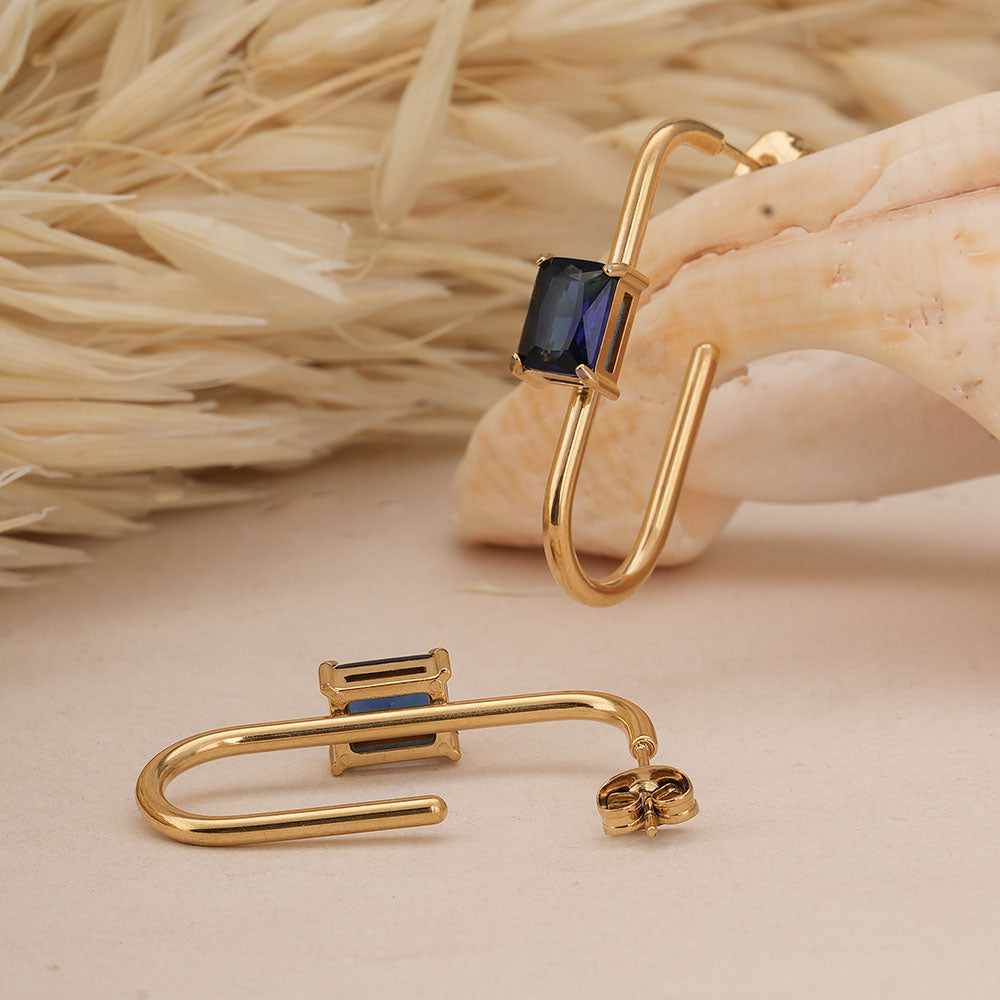 Blue Elegance Geometric Hoops