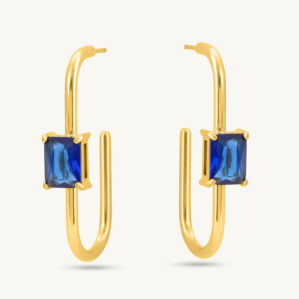 Blue Elegance Geometric Hoops