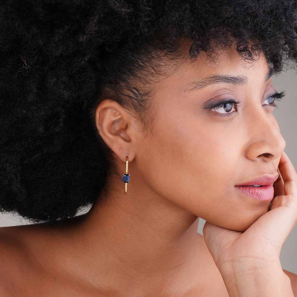 Blue Elegance Geometric Hoops