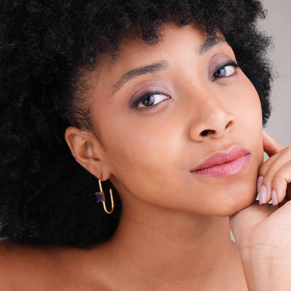 Blue Elegance Geometric Hoops