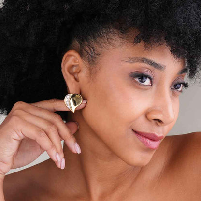 Gilded Heart Pearl Earrings