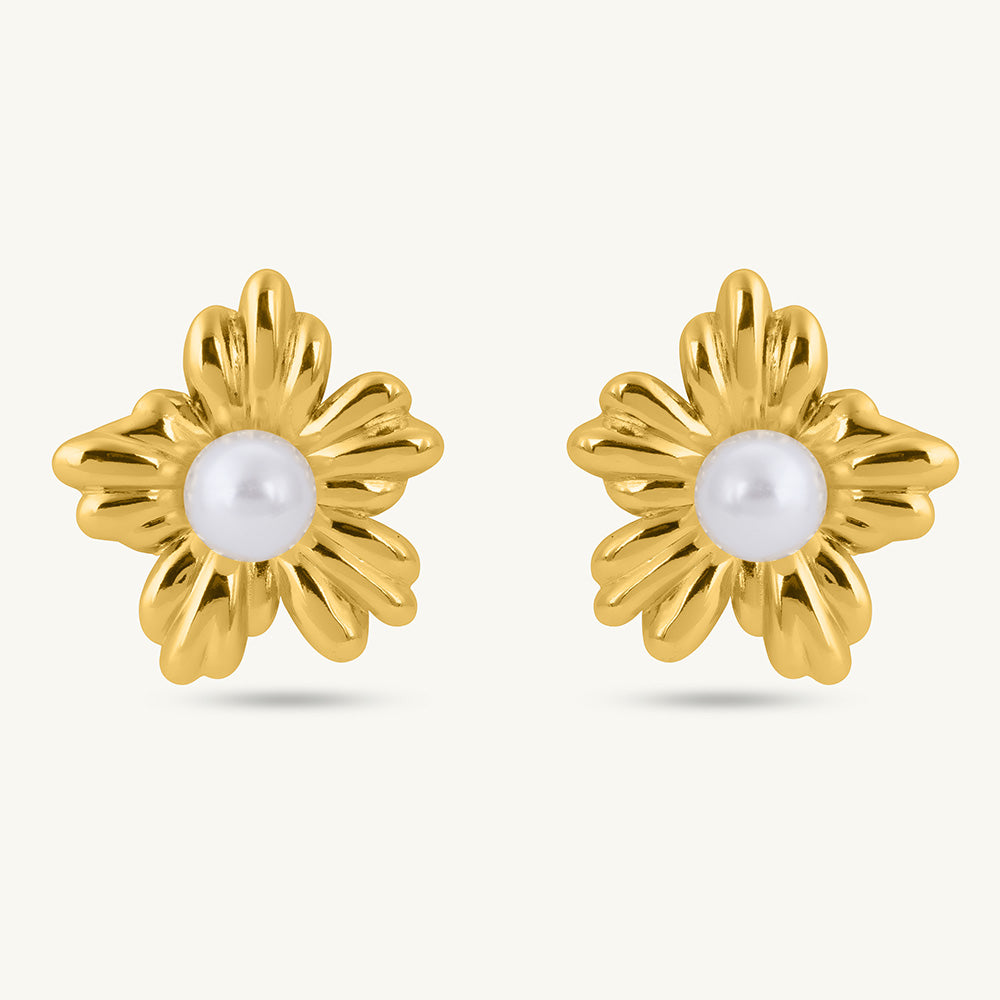 Golden Bloom Pearl Earrings