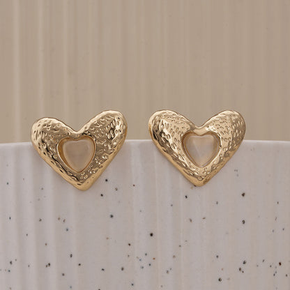 Vintage Gold Heart Studs