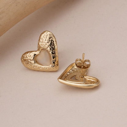 Vintage Gold Heart Studs