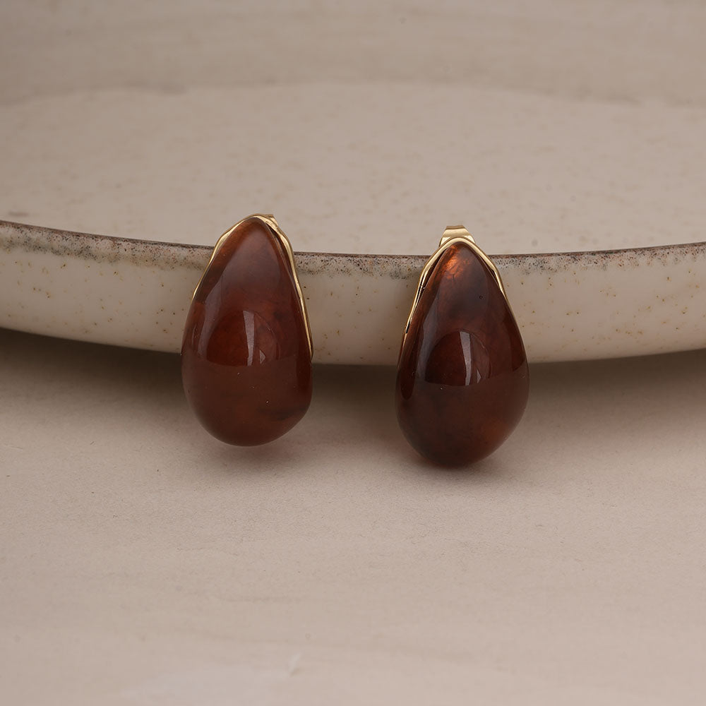 Cherry Red Teardrop Studs