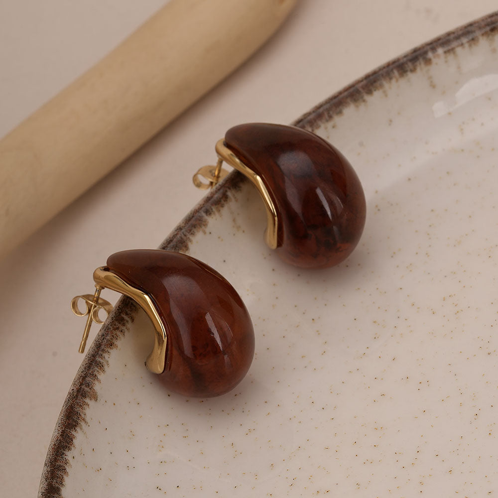 Cherry Red Teardrop Studs