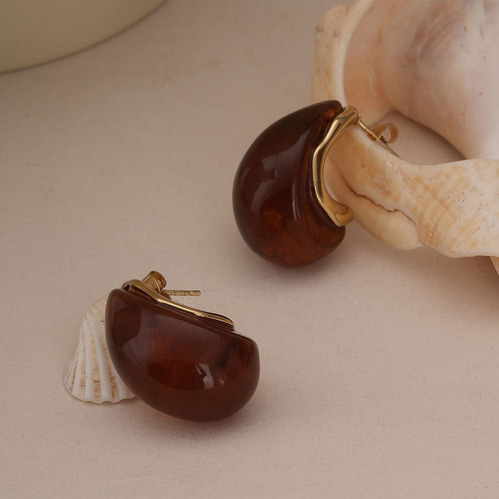 Cherry Red Teardrop Studs