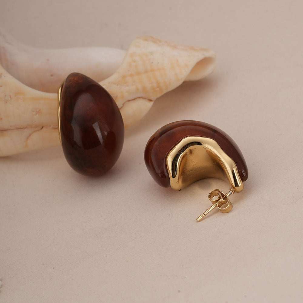 Cherry Red Teardrop Studs