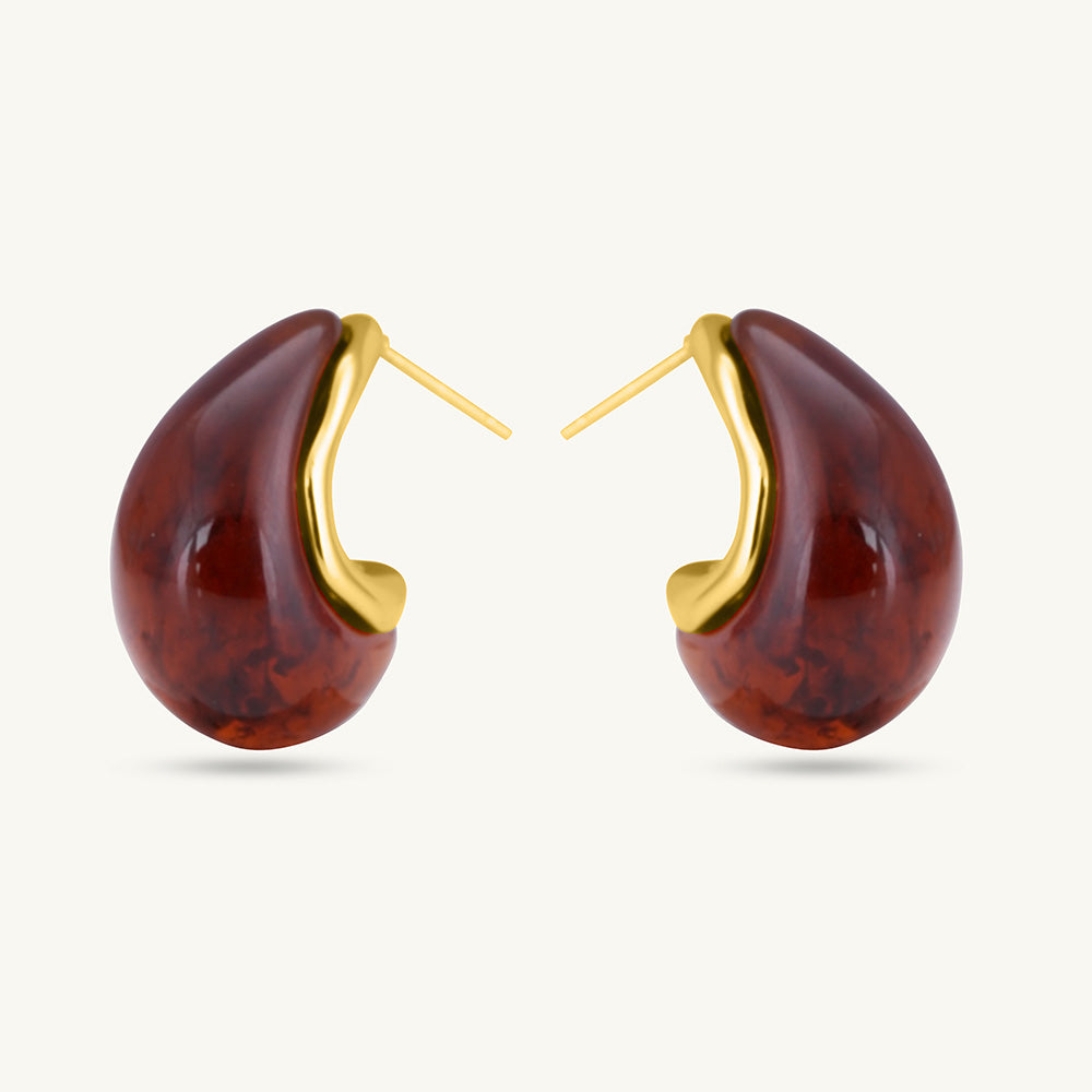 Cherry Red Teardrop Studs