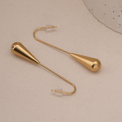 Long Gold Teardrop Drop Earrings