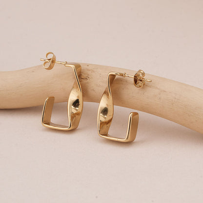 Twisted Gold Hoop Earrings
