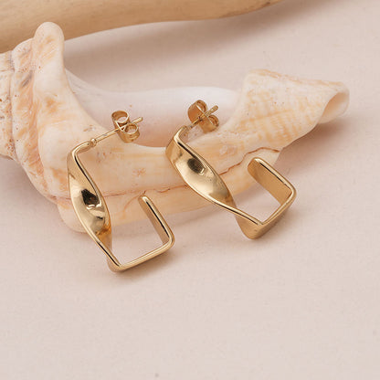 Twisted Gold Hoop Earrings