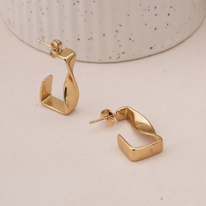 Twisted Gold Hoop Earrings