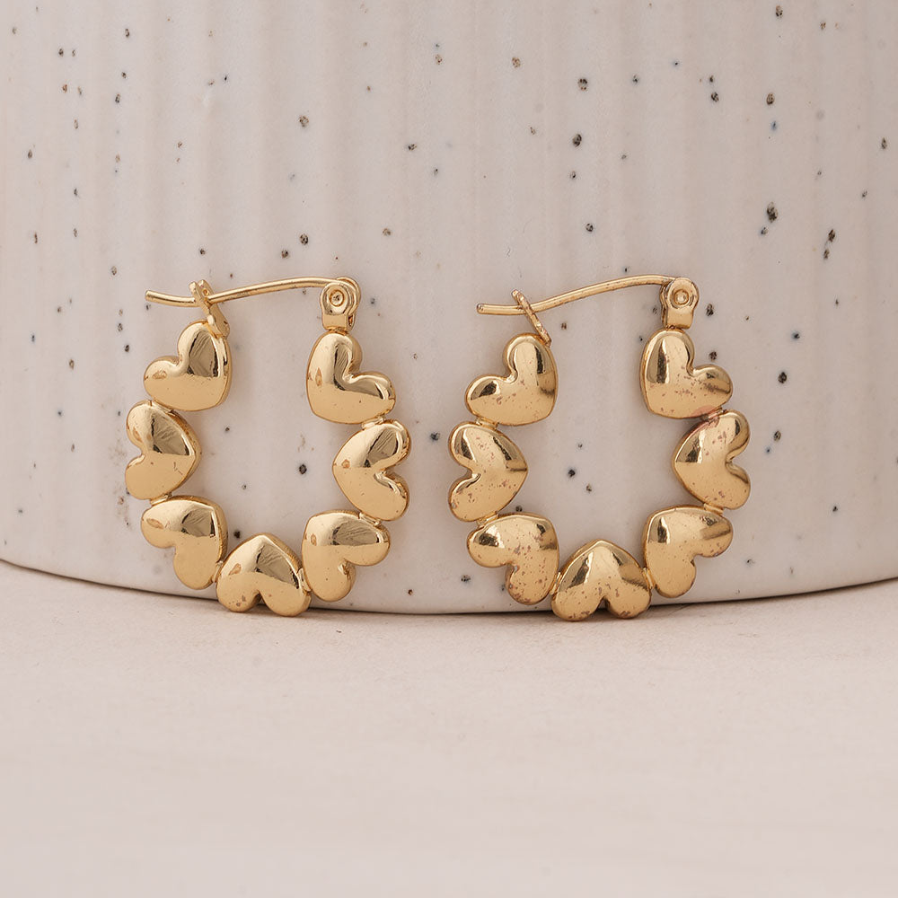 Heart Link Hoop Earrings