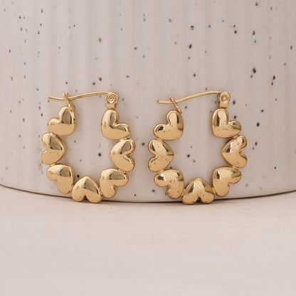 Heart Link Hoop Earrings