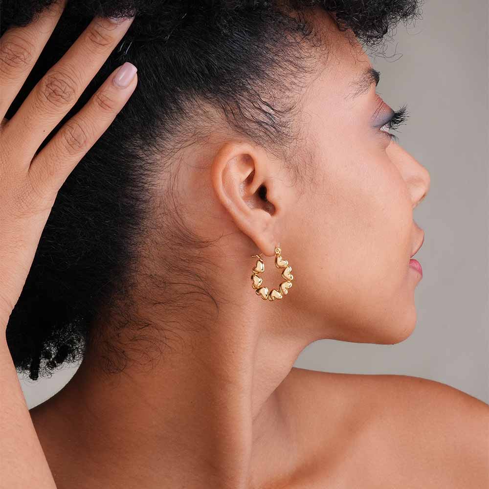 Heart Link Hoop Earrings