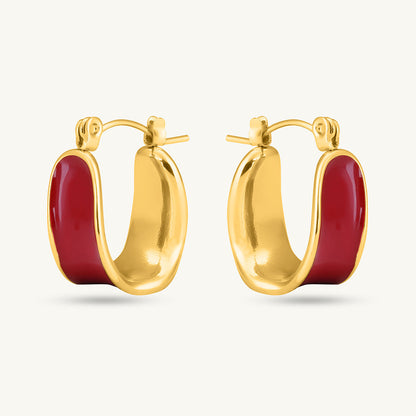 Red Enamel Hoop Earrings