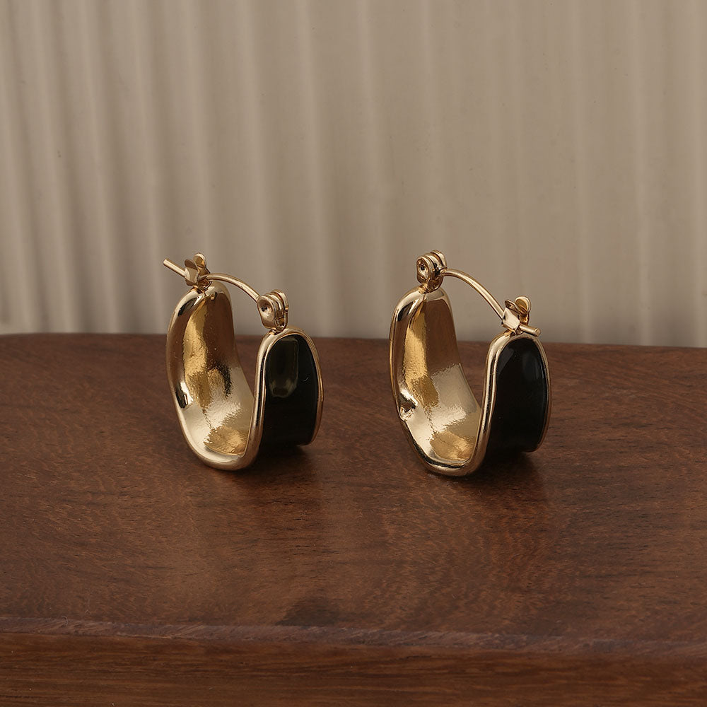 Black Enamel Hoop Earrings