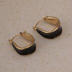 Black Enamel Hoop Earrings