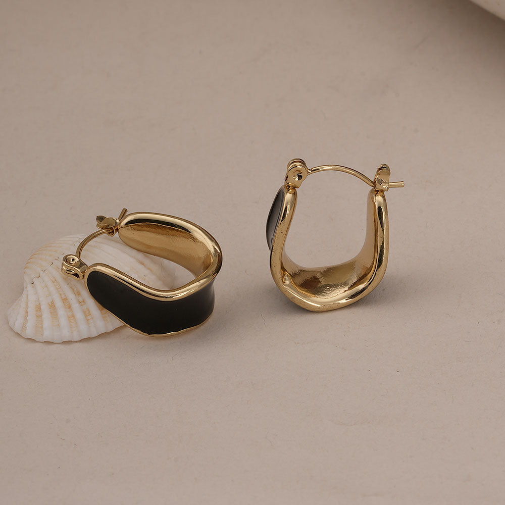 Black Enamel Hoop Earrings