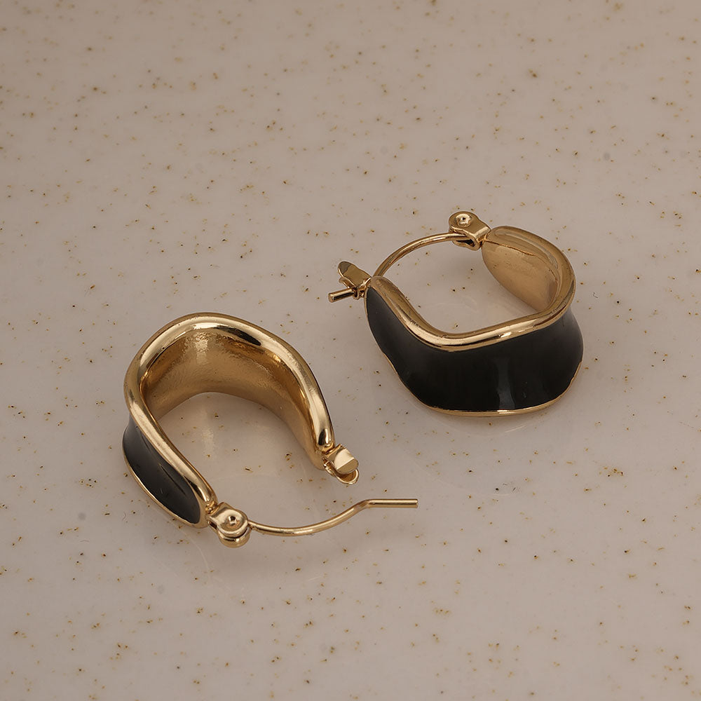 Black Enamel Hoop Earrings