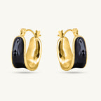 Black Enamel Hoop Earrings