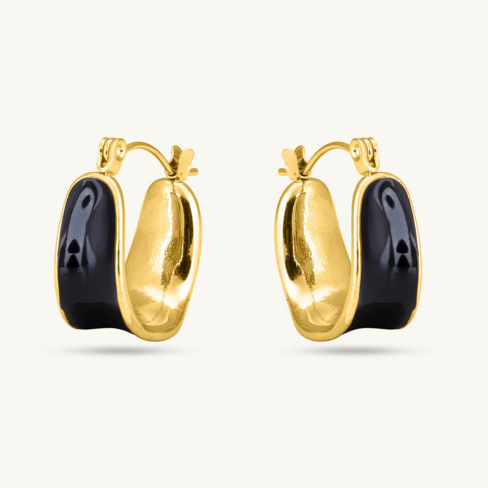 Black Enamel Hoop Earrings