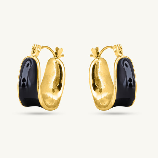 Black Enamel Hoop Earrings