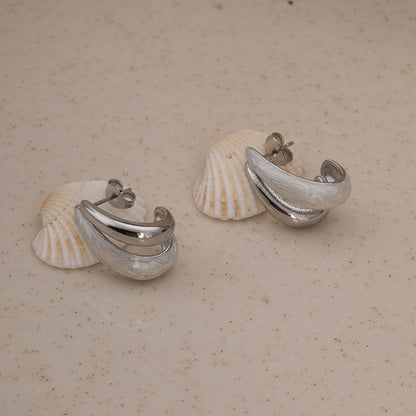 Two-Tone Stud Earrings