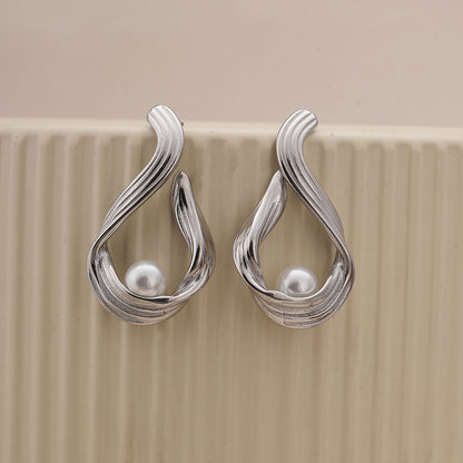 Single Pearl Silver Earrings