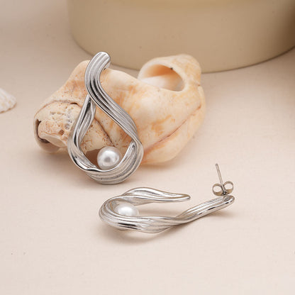 Single Pearl Silver Earrings