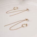 Diamond Stud & Cuff Chain Earrings