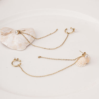 Diamond Stud & Cuff Chain Earrings