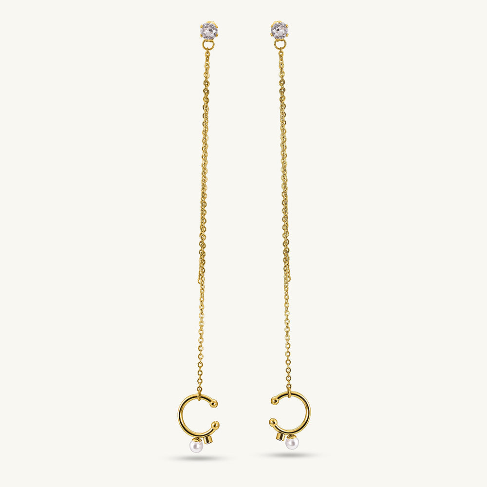 Diamond Stud & Cuff Chain Earrings